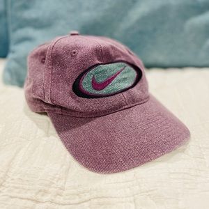 SOLD // NIKE Swoosh Vintage 90’s Baseball Hat Purple Blue Green Cotton Denim